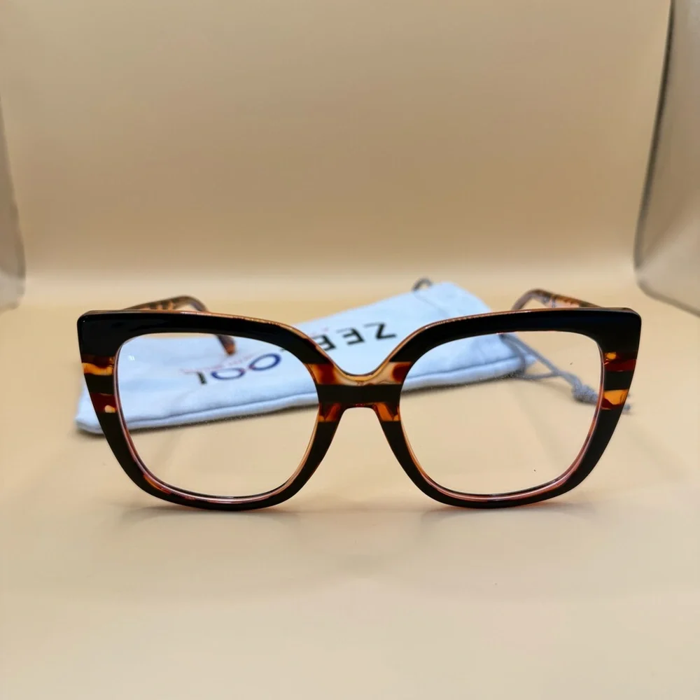 Zeelool Brown Glasses Frames, No prescription - Picture 2 of 6